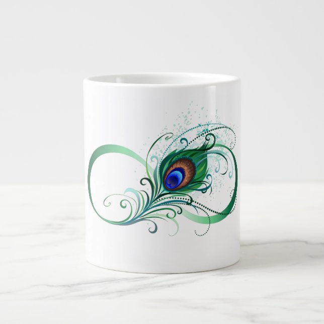 Caneca De Café Grande Símbolo Infinito com Pavão (Frente)