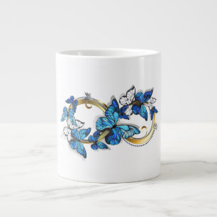 Caneca De Café Grande Símbolo infinito de borboletas azuis Morpho