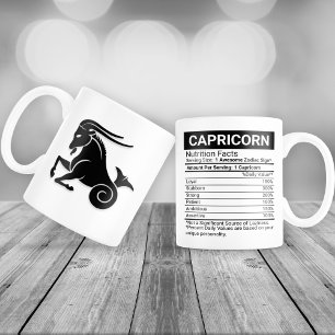 Caneca De Café Grande Símbolo Zodiac Capricórnio com Fatos Nutricionais,