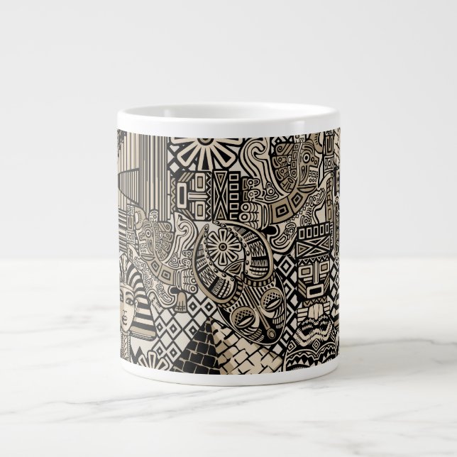 Caneca De Café Grande Símbolos Históricos Antigos Estilo de Tatuagem (Frente)