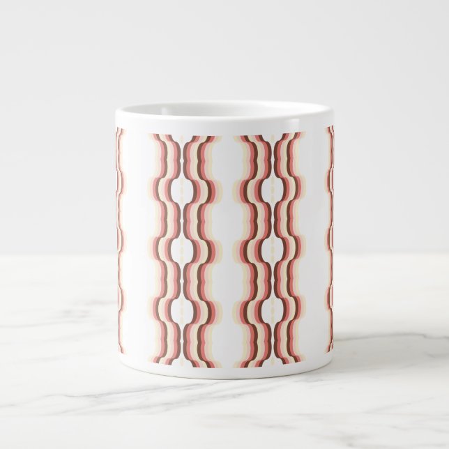 Caneca De Café Grande Simetria de Onda de Pêssego (Frente)