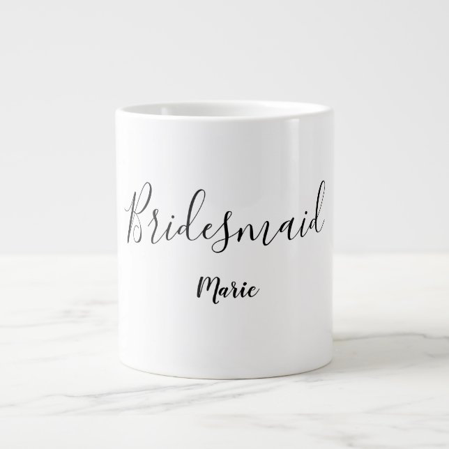 Caneca De Café Grande SIMPLE MINIMAL adicione seu nome bridesmaid Co (Frente)