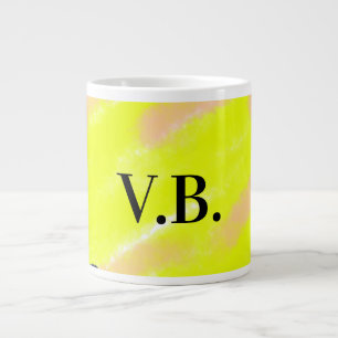 Caneca De Café Grande Simple solid color add name text monogram yellow
