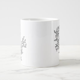Caneca De Café Grande Simples Casais Botânicas De Fio De Script De Amor