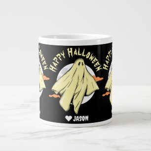 Caneca De Café Grande Simples Feliz Fantasma Louco de Halloween