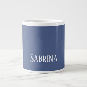 Caneca De Café Grande Simples plano elegante, azul simples, branco