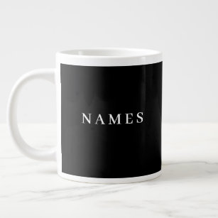 Caneca De Café Grande Simples Preto Personalizado Adicionar Seu Nome Ele