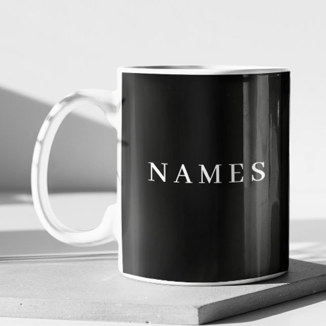 Caneca De Café Grande Simples Preto Personalizado Adicionar Seu Nome Ele (Criador carregado)