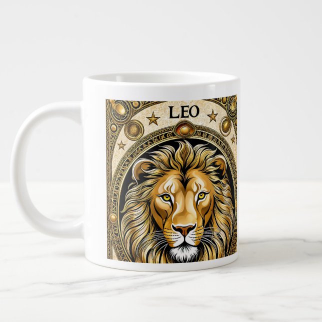 Caneca De Café Grande Sinal de astrologia de Leo (Esquerda)