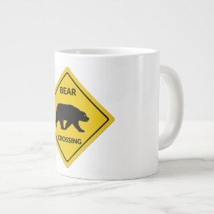 Caneca De Café Grande sinal de cruzamento de urso silhueta de urso w