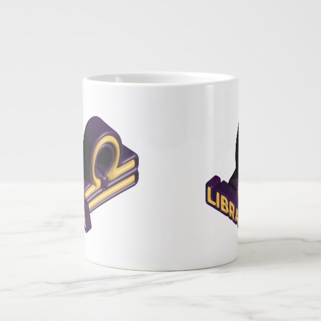 Caneca De Café Grande Sinal de Libra e Design de Texto (Frente)