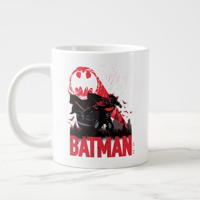 Caneca De Café Grande Sinal de Morcego Vermelho do Batman (Esquerda)