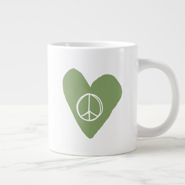 Caneca De Café Grande Sinal de Paz Coração (Direita)
