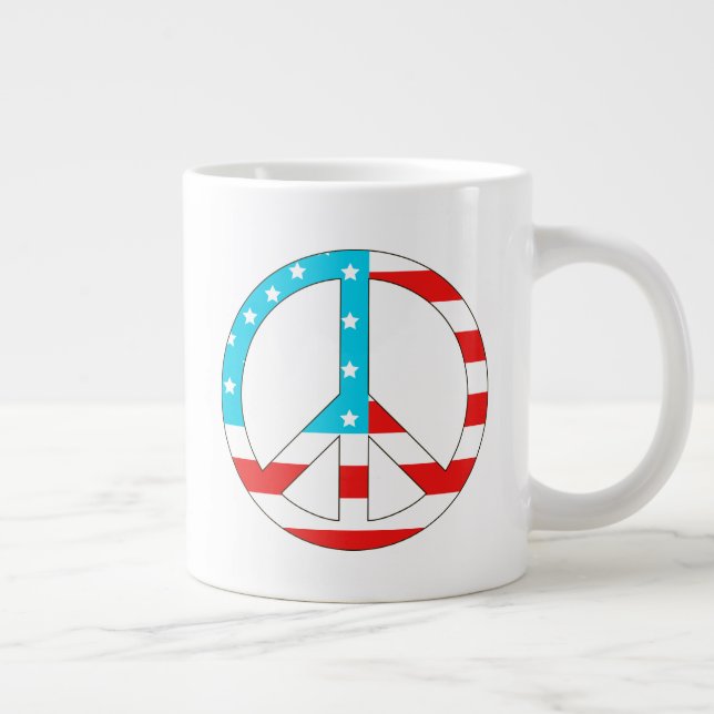 Caneca De Café Grande Sinal de Paz de Bandeira Americana (Direita)