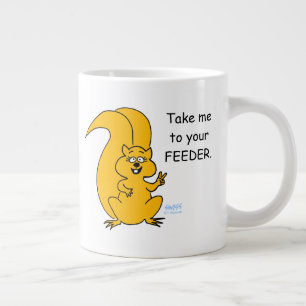 Caneca De Café Grande Sinal de Paz Esquilo de Cartoon e Pássaro Aliment