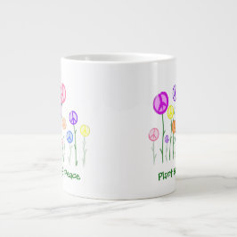 Caneca De Café Grande Sinal de Paz Flores