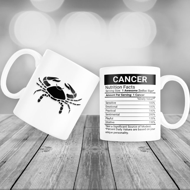 Caneca De Café Grande Sinal de Zodíaco do cancer com Fatos Nutricionais, (Criador carregado)