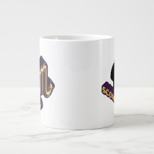 Caneca De Café Grande Sinal do Zodíaco Escorpião e Design de Texto