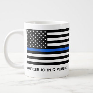 Caneca De Café Grande Sinalizador Americano de Linha Azul Fino Personali