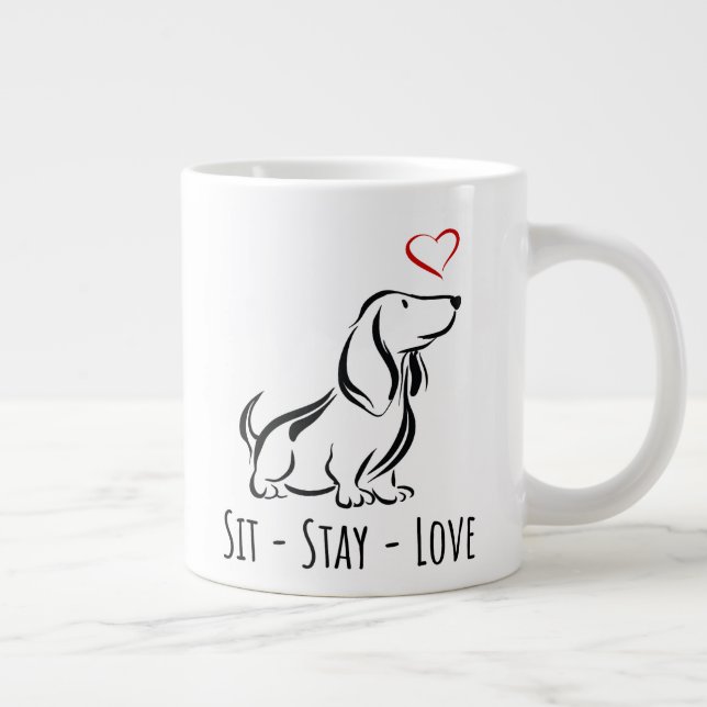 Caneca De Café Grande Sit-Stay-Love Basset Hound (Direita)