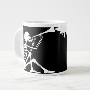 Caneca De Café Grande Skeleton tocando música de Fazer Horn