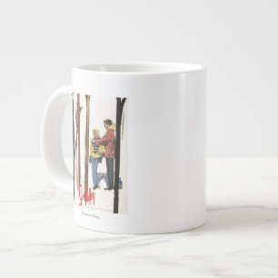 Caneca De Café Grande Skis em pé na neve por Casal