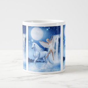 Caneca De Café Grande Sky Faerie Asparas e Unicorn