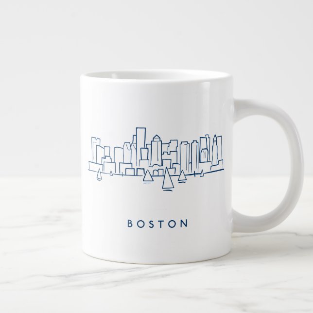Caneca De Café Grande Skyline Boston (Direita)