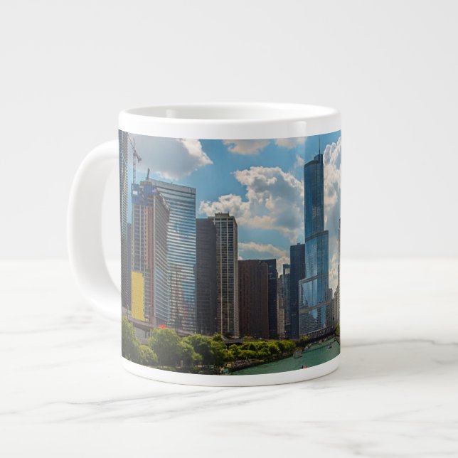 Caneca De Café Grande Skyline Chicago (Frente Esquerda)