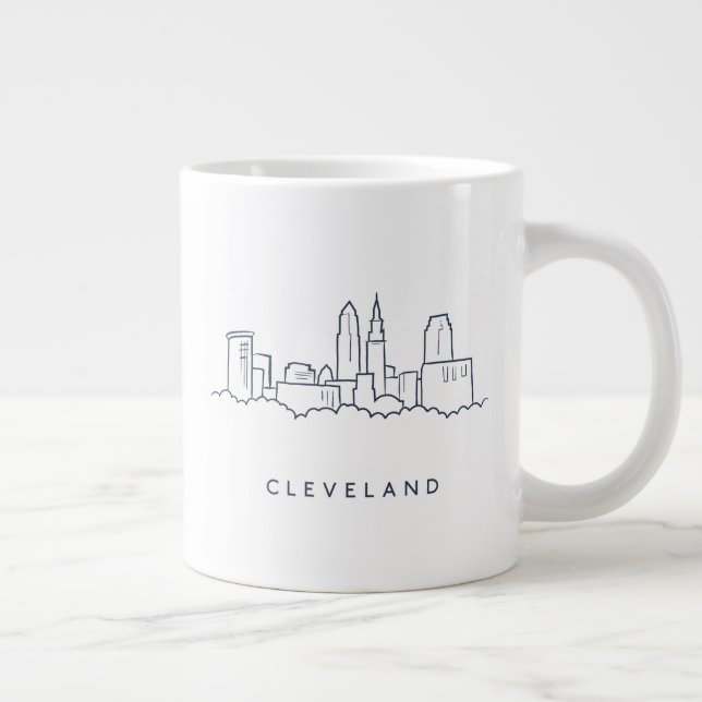 Caneca De Café Grande Skyline de Cleveland Ohio (Direita)
