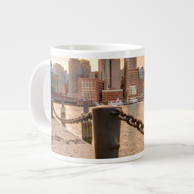 Caneca De Café Grande Skyline do Distrito Financeiro de Boston (Frente Esquerda)