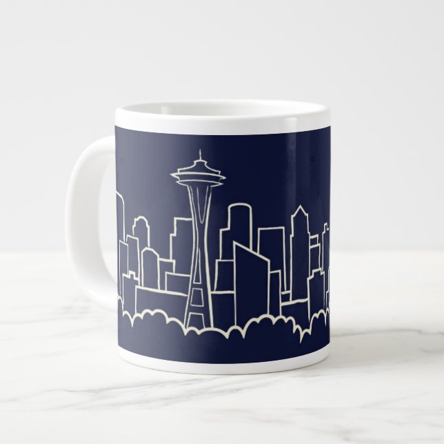 Caneca De Café Grande Skyline Seattle (Frente Esquerda)