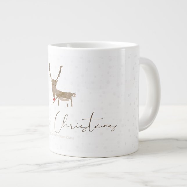 Caneca De Café Grande SlipperyJoe Merry Christmas rendeer red-nose (Frente Esquerda)