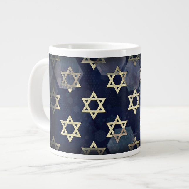 Caneca De Café Grande SlipperyJoe's Happy Hanukkah, estrela múltipla do  (Frente Esquerda)