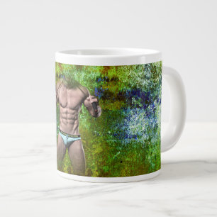 Caneca De Café Grande SlipperyJoe's homem adulto altamente musculoso sem