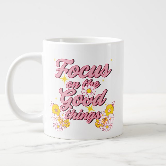 Caneca De Café Grande Slogan da Nature Soul | Foco nas coisas boas (Esquerda)