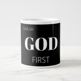 Caneca De Café Grande Slogan de Fé Moderno e Negrito Deus Primeiro