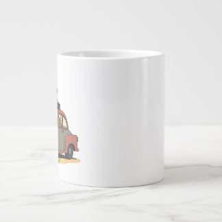 Caneca De Café Grande Sloth and Bunny Cartoon Road Trip Adventure