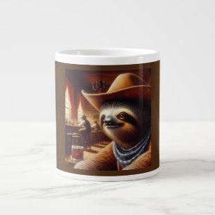 Caneca De Café Grande Sloth Cowboy em Saloon