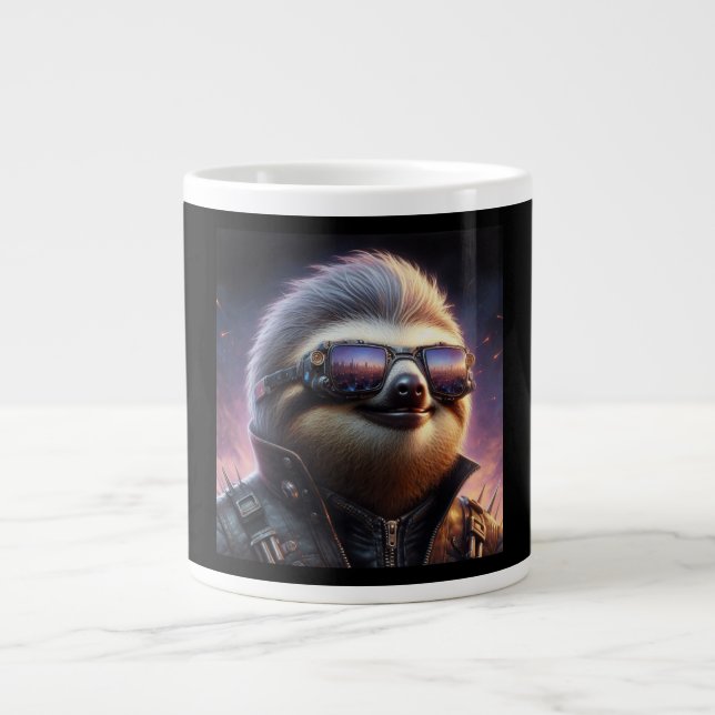 Caneca De Café Grande Sloth Cyberpunk (Frente)