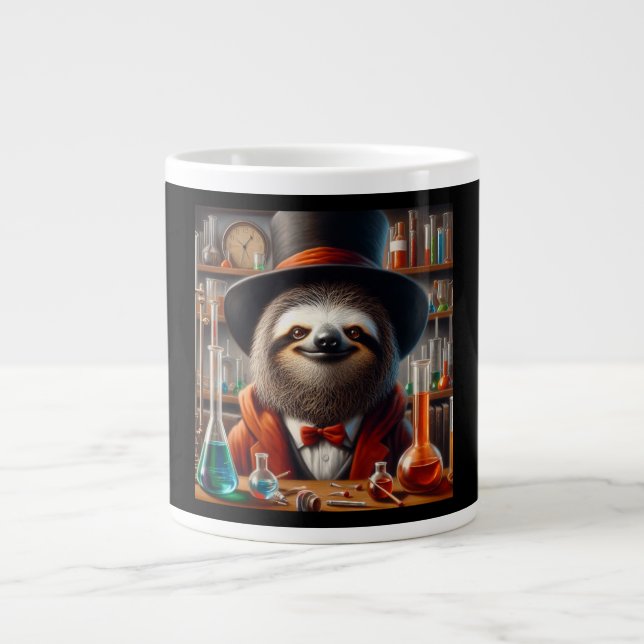 Caneca De Café Grande Sloth Mad Scientist (Frente)