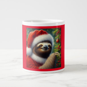 Caneca De Café Grande Sloth Santa Claus