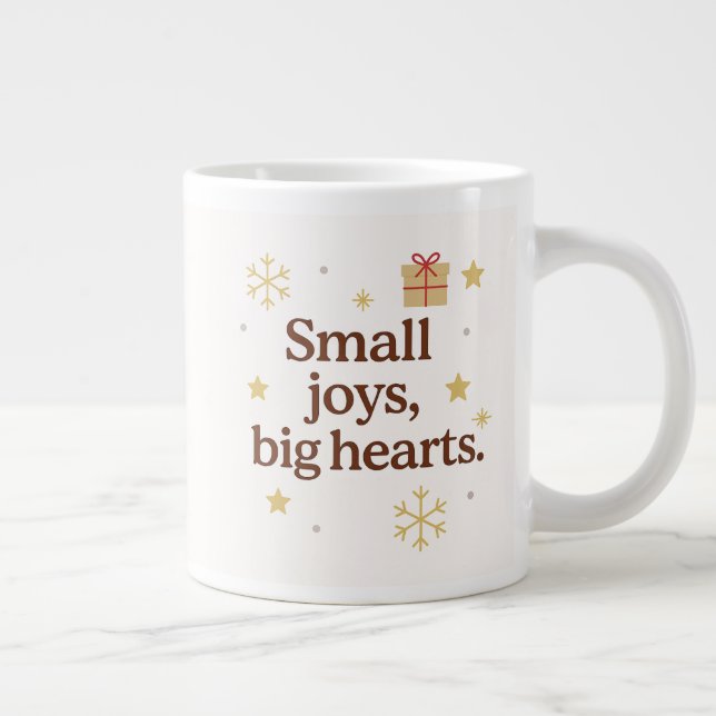 Caneca De Café Grande Small Joys, Big Hearts | Cozy Christmas Mug  (Direita)