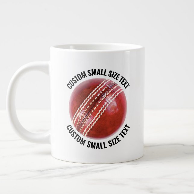 Caneca De Café Grande Small Size Personalized Text Cricket Ball Custom (Esquerda)