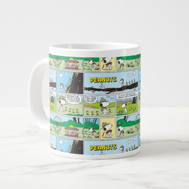 Caneca De Café Grande Snoopy e Amigos | Ir acampar (Frente Esquerda)