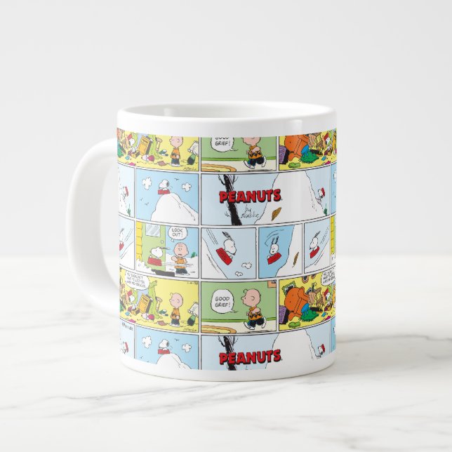 Caneca De Café Grande Snoopy Sled Riding Comida Dish (Frente Esquerda)