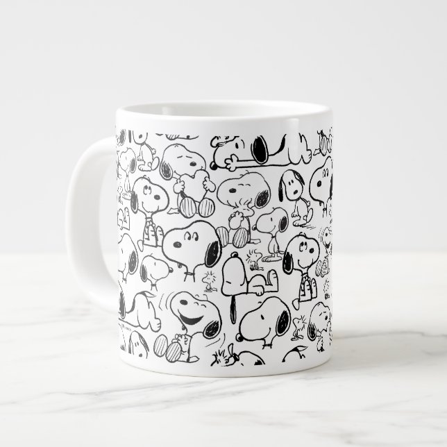 Caneca De Café Grande Snoopy Smile Giggle Ria Padrão (Frente Esquerda)