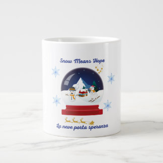 Caneca De Café Grande Snow Means Hope – Bilingual Snow Globe Holiday