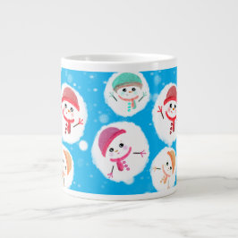Caneca De Café Grande Snowball e Snowman Blue