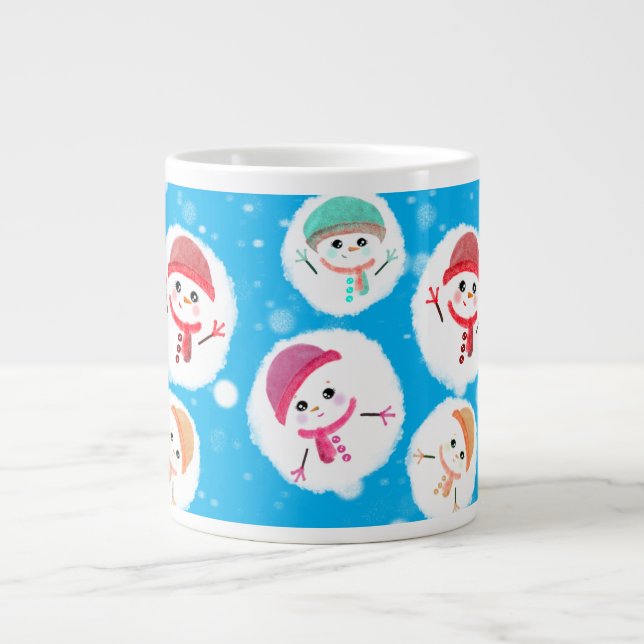 Caneca De Café Grande Snowball e Snowman Blue (Frente)